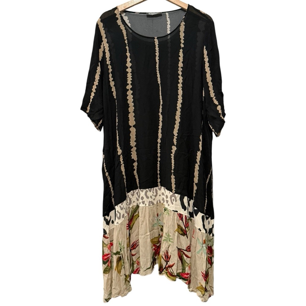 Alembika Midi Dress Size 3 10-12 Abstract Geometric Artsy Lagenlook Viscose